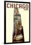 Chicago, Illinois - Willis Tower Double Exposure-Lantern Press-Framed Art Print