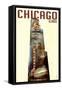 Chicago, Illinois - Willis Tower Double Exposure-Lantern Press-Framed Stretched Canvas