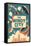 Chicago, Illinois - Windy City-Lantern Press-Framed Stretched Canvas