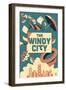 Chicago, Illinois - Windy City-Lantern Press-Framed Art Print