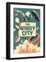Chicago, Illinois - Windy City-Lantern Press-Framed Art Print