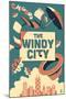 Chicago, Illinois - Windy City-Lantern Press-Mounted Art Print