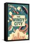 Chicago, Illinois - Windy City-Lantern Press-Framed Stretched Canvas