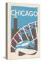 Chicago, Illinois - Woodblock-Lantern Press-Stretched Canvas