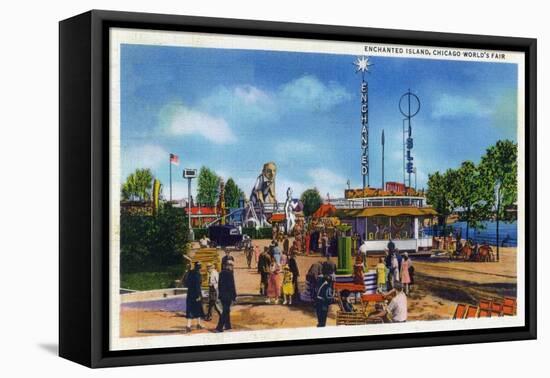 Chicago, Illinois - World's Fair; Enchanted Island-Lantern Press-Framed Stretched Canvas