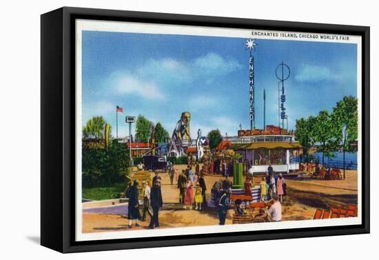 Chicago, Illinois - Worlds Fair; Enchanted Island Scene-Lantern Press-Framed Stretched Canvas