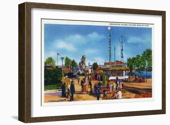 Chicago, Illinois - Worlds Fair; Enchanted Island Scene-Lantern Press-Framed Art Print