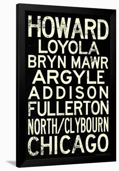 Chicago L Transit Stations Vintage Subway Travel Poster-null-Framed Poster