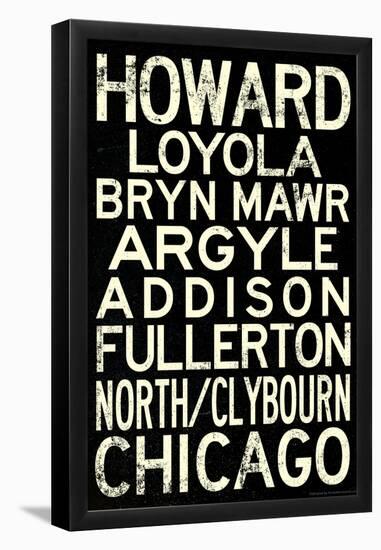 Chicago L Transit Stations Vintage Subway Travel Poster-null-Framed Poster