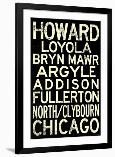 Chicago L Transit Stations Vintage Subway Travel RetroMetro-null-Framed Art Print