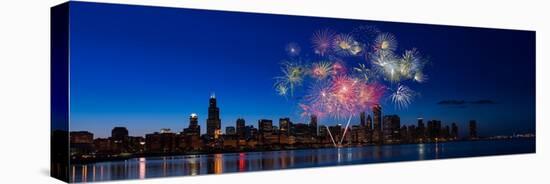 Chicago Lakefront Fireworks-Steve Gadomski-Stretched Canvas