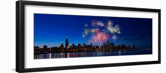 Chicago Lakefront Fireworks-Steve Gadomski-Framed Photographic Print