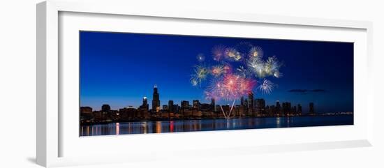 Chicago Lakefront Fireworks-Steve Gadomski-Framed Photographic Print