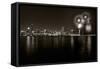 Chicago Lakefront Skyline With Fireworks BW-Steve Gadomski-Framed Stretched Canvas