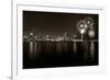 Chicago Lakefront Skyline With Fireworks BW-Steve Gadomski-Framed Photographic Print