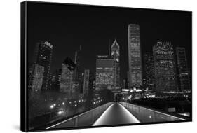 Chicago Lights BW-Steve Gadomski-Framed Stretched Canvas