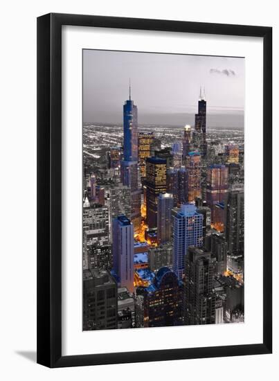 Chicago Loop Sundown BW Color Blend-Steve Gadomski-Framed Photographic Print