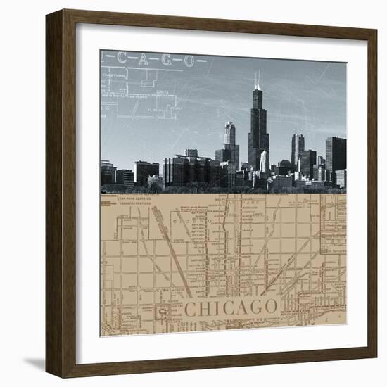 Chicago Map I-The Vintage Collection-Framed Giclee Print