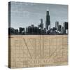 Chicago Map I-The Vintage Collection-Stretched Canvas