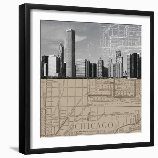 Chicago Map II-The Vintage Collection-Framed Giclee Print