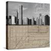 Chicago Map II-The Vintage Collection-Stretched Canvas