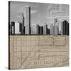 Chicago Map II-The Vintage Collection-Stretched Canvas