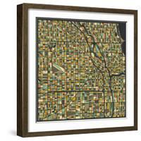 Chicago Map-Jazzberry Blue-Framed Art Print