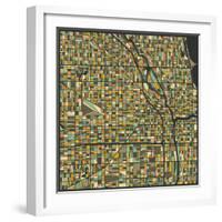 Chicago Map-Jazzberry Blue-Framed Art Print