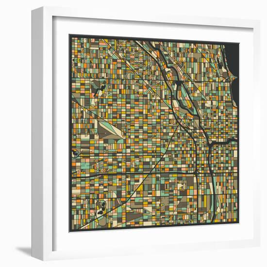 Chicago Map-Jazzberry Blue-Framed Art Print