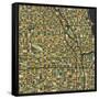 Chicago Map-Jazzberry Blue-Framed Stretched Canvas