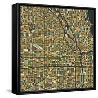 Chicago Map-Jazzberry Blue-Framed Stretched Canvas