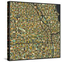 Chicago Map-Jazzberry Blue-Stretched Canvas