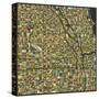 Chicago Map-Jazzberry Blue-Stretched Canvas