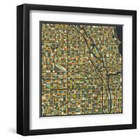 Chicago Map-Jazzberry Blue-Framed Art Print