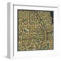 Chicago Map-Jazzberry Blue-Framed Art Print