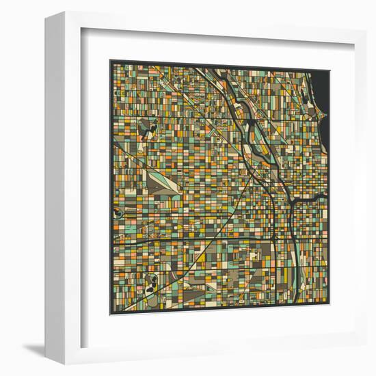 Chicago Map-Jazzberry Blue-Framed Art Print