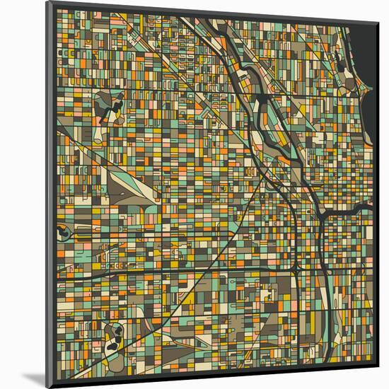 Chicago Map-Jazzberry Blue-Mounted Art Print