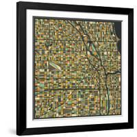 Chicago Map-Jazzberry Blue-Framed Art Print