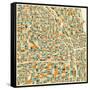 Chicago Map-Jazzberry Blue-Framed Stretched Canvas