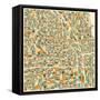 Chicago Map-Jazzberry Blue-Framed Stretched Canvas