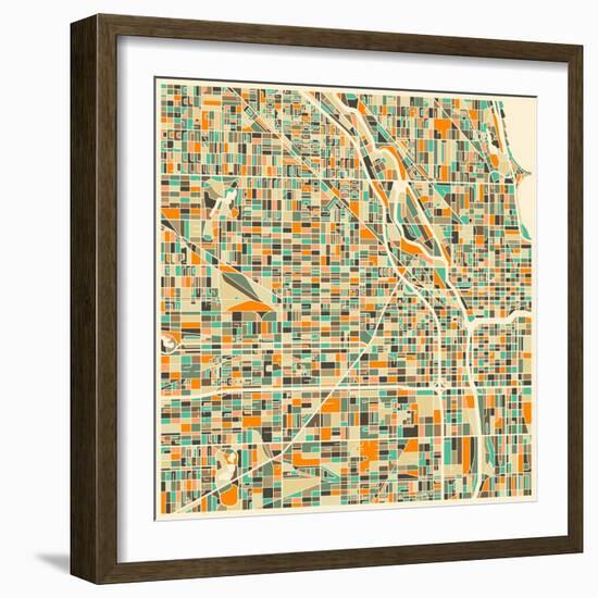 Chicago Map-Jazzberry Blue-Framed Art Print