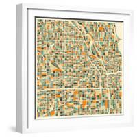 Chicago Map-Jazzberry Blue-Framed Art Print