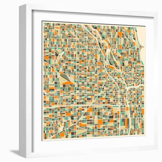 Chicago Map-Jazzberry Blue-Framed Art Print