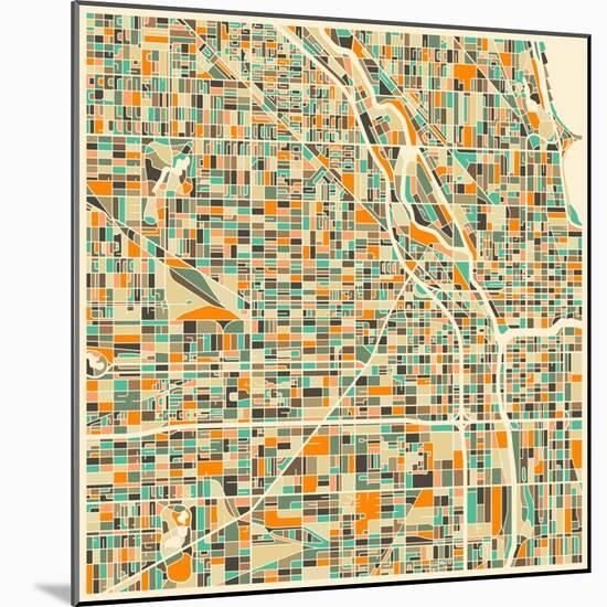 Chicago Map-Jazzberry Blue-Mounted Art Print