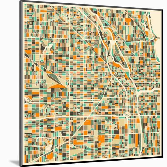 Chicago Map-Jazzberry Blue-Mounted Art Print