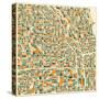 Chicago Map-Jazzberry Blue-Stretched Canvas
