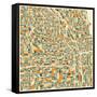 Chicago Map-Jazzberry Blue-Framed Stretched Canvas