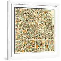 Chicago Map-Jazzberry Blue-Framed Art Print