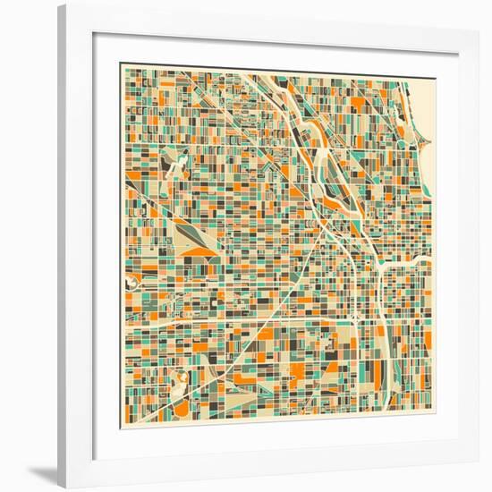 Chicago Map-Jazzberry Blue-Framed Art Print