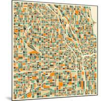 Chicago Map-Jazzberry Blue-Mounted Art Print